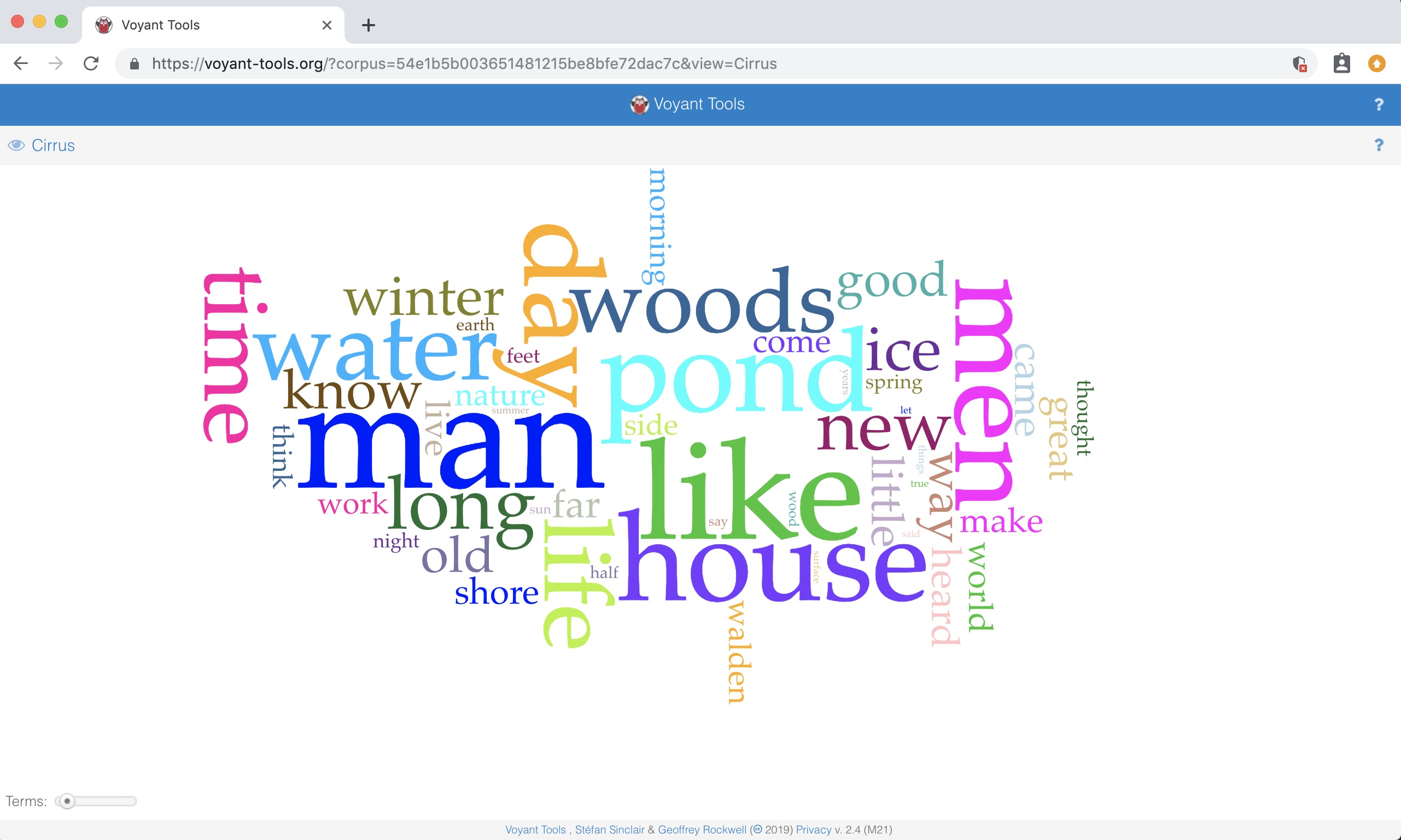 voyant word cloud visualization