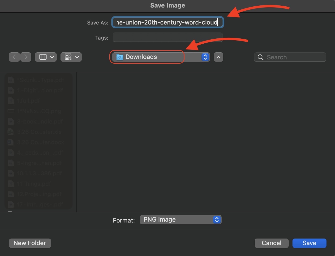 image of file naming and saving process